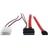 Inter-Tech - SATA-Kabel - Rood - 30 cm - Slimline SATA- en 7-pins Aansluitingen