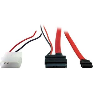 Inter-Tech - SATA-Kabel - Rood - 30 cm - Slimline SATA- en 7-pins Aansluitingen