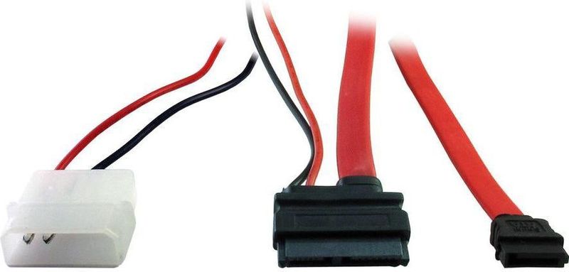 Inter-Tech - SATA-Kabel - Rood - 30 cm - Slimline SATA- en 7-pins Aansluitingen