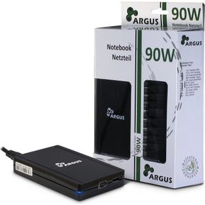 Intertech Argus USN90-UCB Notebook Universaladapter inkl USB-Port  automatisch anpassende Voltzahl (90 W), Voeding voor notebooks, Zwart