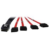 Intertech - SFF 8087 4x SATA Kabel - Zwart - 1 Meter - Interne Kabel