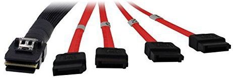 Intertech - SFF 8087 4x SATA Kabel - Zwart - 1 Meter - Interne Kabel