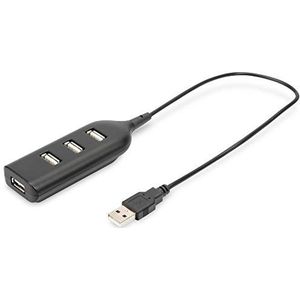 DIGITUS USB-hub - 4 poorten - USB 2.0 met hoge snelheid - 480 MBit/s - USB-voeding - zwart