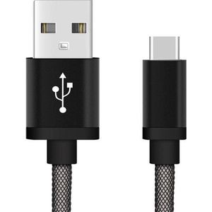 Reekin Visnet USB-A / USB-C Oplaadkabel - 2A, 1m - Zwart