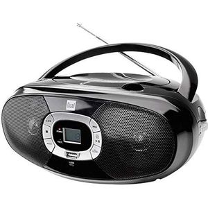 Radio met CD-speler • USB • MP3 • FM-radio • Hoofdtelefoonaansluiting • Boombox • Stereo luidspreker • Net- / Batterijvoeding • Draagbaar • Zwart • Dual P 390