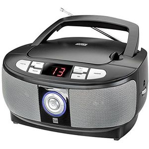 Dual 74575 P 49-1 Boombox met cd-speler (FM-radio, led-display, voeding of batterijvoeding), zwart