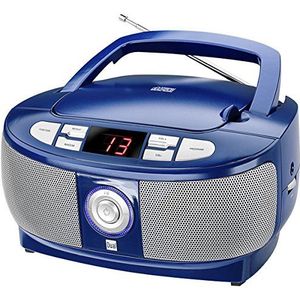 Dual 74605 P 49-1 Boombox met cd-speler (FM-radio, led-display, net- of batterijvoeding) blauw