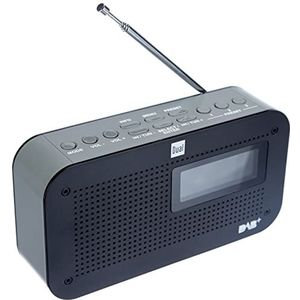 Dual 74872 DAB 71 Draagbare digitale radio (FM/DAB+ tuner, zendergeheugenfunctie, lcd-display, net- of batterijvoeding), zwart