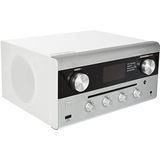 Design-hybride radio, CD, USB, MP3, DAB+ radio, AUX-in, FM-radio, muziekstreaming, Spotify, Amazon Music, stereo-installatie, OLED-display, HIFI hoofdtelefoonaansluiting, wit, dual CR 900 Phantom