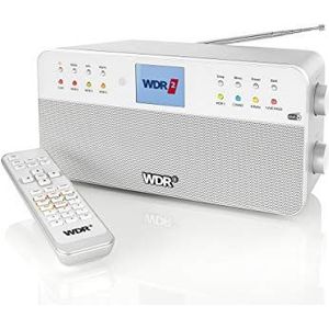 WDR-Radio - 8 geheugentoetsen voor WDR-zenders - afstandsbediening - Bluetooth - hoofdtelefoonaansluiting - kleurendisplay - stereogeluid - AUX-in - zilver - digitale radio