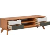 Inter-Furn TV-lowboard, grenenhout, massief grenen/honing/grijs/wit, 140 x 42 x 40 cm