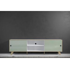 Adelaide TV-meubel 2 deuren, 1 plank wit,groen.