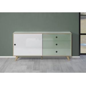 Hioshop Adelaide dressoir 1 deur, 3 laden wit,groen.