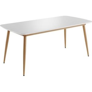 Bozen eetkamertafel 90x180 cm wit,honing.