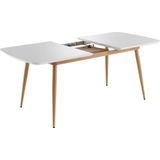 INTER-FURN Esstisch Bozen (1-St), ausziehbar 160 bis 200 cm, Tischplatte Weiß Lack, Metallgestell