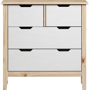 INTER-FURN Kommode Latera (1 St), Massivholz / Klarlack matt, Kiefer, B/H/T: 78 x 79 x 39 cm