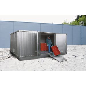 LaCont Gevaarlijke stoffen opslagcontainer voor waterverontreinigende vloeistoffen, geïsoleerd, uitwendige h x b x d = 2585 x 5075 x 4200 mm, verzinkt