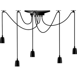 SEGULA Hanglamp Phoenix, zwart, 5-lamps