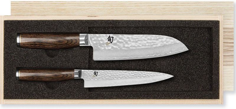 Kai Tim Malzer Serie messenset 2-delig - Damast staal - Walnotenhout