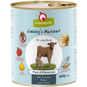 Voordeelpakket GranataPet Lievelingsmaaltijd 12 x 800 g -  Kalfsvlees & Konijn met Courgette, Pompoen & Lijnolie