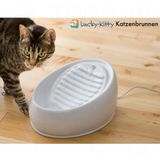 Lucky-Kitty Katzenbrunnen Keramik - Trinkbrunnen 1,5 Liter, grau