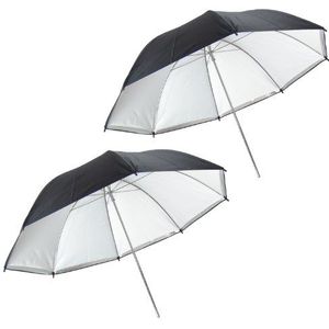 DynaSun UR05 paraplu voor foto/video, 2-in-1, met reflector, 84 cm, zilver/wit/zwart