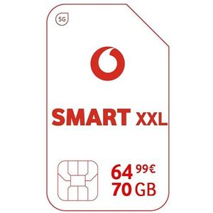Vodafone Mobiel contract, Smart XXL, mobiel contract, met 70 GB gegevensvolume, 5G compatibel, telefoon- & sms-flat in het Duitse netwerk Onbekend