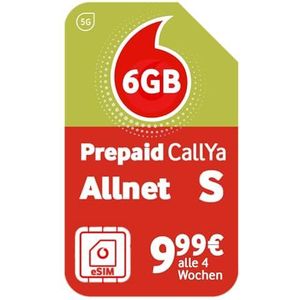 Prepaid CallYa S | voorjaarsactie 4 GB datavolume | 9,99 euro startkrediet | maandelijks opzegbaar | 5G-netwerk | vast tarief voor telefoon en sms
