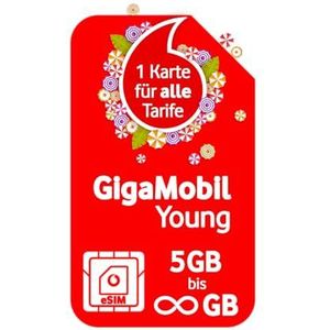 Vodafone GigaMobil Young eSIM | Kies je 14 GB onbeperkt GB mobiele telefoontarief | Meer continue gegevens | 5G-netwerk | Telefoon Flat | Europese roaming