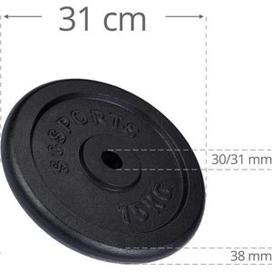 ScSPORTS® Halterschijf 15 kg - Gietijzer - 30 mm - Gewichten