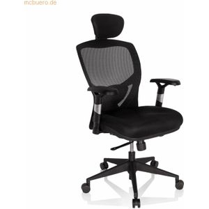 hjh OFFICE 657100 Venus Bureaustoel, stoffen basis, netstof, zwart, ergonomische draaistoel, verstelbare rugleuning