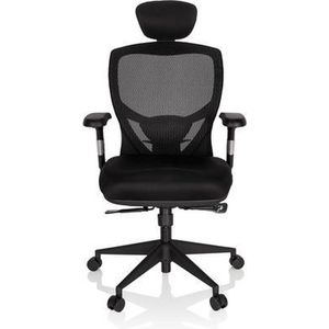 hjh OFFICE 657100 Venus Bureaustoel, stoffen basis, netstof, zwart, ergonomische draaistoel, verstelbare rugleuning