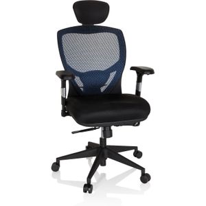 Bureaustoel | Verstelbare Armleuning | Stof | Blauw/Zwart | Ergonomisch