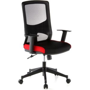 hjh OFFICE Lavita 653130 Bureaustoel, draaistoel, netstof, zwart/rood, goede stevige bekleding, duurzame netrug, in hoogte verstelbare armleuningen, ergonomische bureaustoel