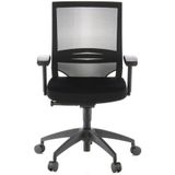 hjh OFFICE Porto Base 657230 Professionele bureaustoel, stof/net, zwart, draaistoel, ergonomisch, armleuningen en lendensteun verstelbaar