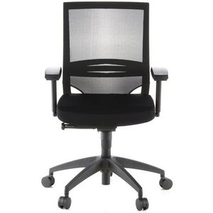 hjh OFFICE Porto Base 657230 Professionele bureaustoel, stof/net, zwart, draaistoel, ergonomisch, armleuningen en lendensteun verstelbaar