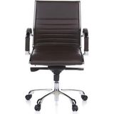 hjh OFFICE Parma 10 660522 Bureaustoel, leer, bruin, design, klassiek, hoogwaardige afwerking, middelhoge rugleuning, ergonomische bureaustoel, draaistoel, XXL directiestoel