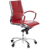 Directiestoel - Rood - Leder - Ergonomisch - Verchroomd Onderstel