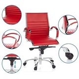 Directiestoel - Rood - Leder - Ergonomisch - Verchroomd Onderstel