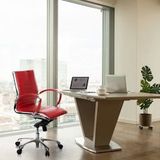 Directiestoel - Rood - Leder - Ergonomisch - Verchroomd Onderstel