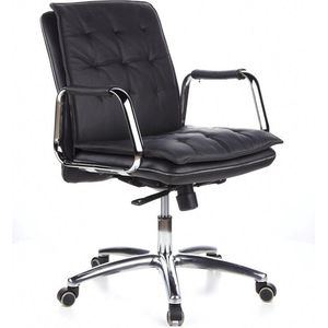 Directiestoel - Met Armleuning - Leder - Zwart - Villa 10