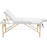 tectake® - Massagetafel met matras van 10 cm hoog + draagtas wit - 3-zones - behandeltafel – behandelbank – incl. opbergtas – opvouwbaar
