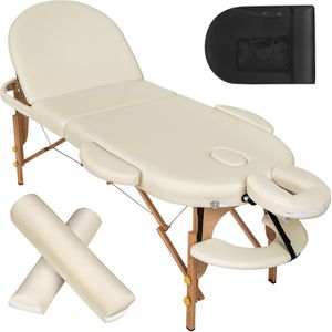 tectake® - Massagetafel ovaal met 5cm matras en kussens - beige - 400193