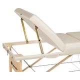 tectake® - Massagetafel behandeltafel - matras 10 cm hoog en houten frame + rolkussens, draagtas en kruk - beige - behandelbank – incl. opbergtas – opvouwbaar