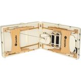 tectake® - Massagetafel behandeltafel - matras 10 cm hoog en houten frame + rolkussens, draagtas en kruk - beige - behandelbank – incl. opbergtas – opvouwbaar - Beige