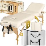 tectake® - Massagetafel met matras van 10 cm hoog + draagtas behandeltafel massage tafel - beige - 400185