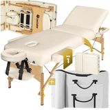 tectake® - Massagetafel met matras van 10 cm hoog + draagtas behandeltafel massage tafel - beige - 400185
