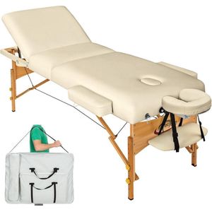 tectake® - Massagetafel met matras van 10 cm hoog + draagtas behandeltafel massage tafel - beige - 400185