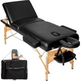 tectake® - Massagetafel behandeltafel met matras van 10 cm hoog + draagtas - extra dikke vulling, water- en oliebestendige vinylhoes, opvouwbaar ontwerp, inclusief opbergtas, ideaal voor salon, tatoeage, therapie - zwart