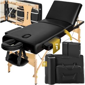 Massagetafel - 3 Zones - Inklapbaar - Houten Frame - 10 cm Matras